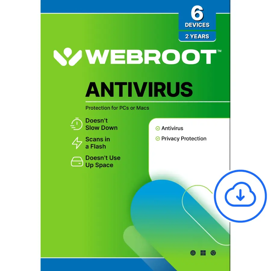 Webroot - Antivirus Protection and Internet Security (6 Devices) (2-Year Subscription)